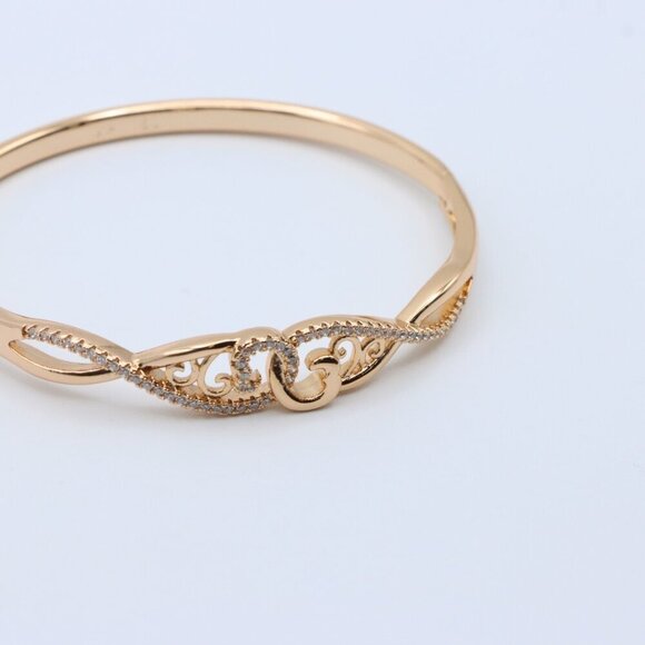 Rose Gold Plated Bangle with Curvy Heart Cutwork and Sparkling CZ, XPBL0424 - Picture 2 of 12